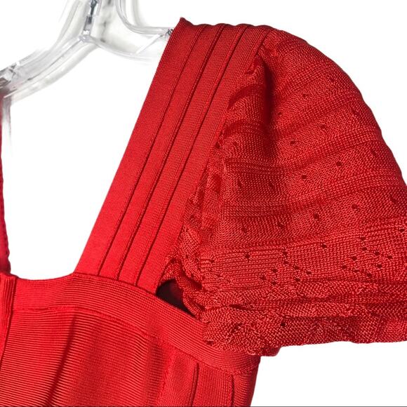 Unbranded Womens Dress Size S Red Bandage Bodycon Short Sleeve Fitted Sexy - Picture 10 of 12